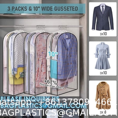 Clear Plastic Garment Bags Hanging Clothes Bags Dress Bag For Gowns Long With Zipper For Closet