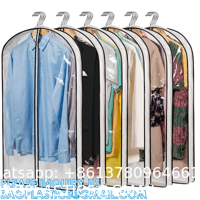 Clear Zippered Hanging Garment Covers Bags Suit Protector Cover Dress Bags Storage Bags For Clothes