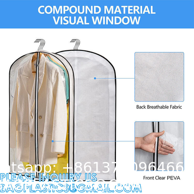 Clear Zippered Hanging Garment Covers Bags Suit Protector Cover Dress Bags Storage Bags For Clothes