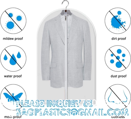 Clear Suit Bag, Plastic Dress Bags For Gowns Long, Dress Protector Zippered Garment Covers For Closet Storage