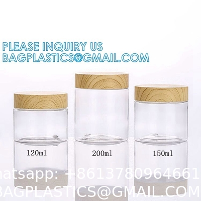 Eco-Friendly Natural Frosted Amber Clear Jars Containers Pot Body Butter Cosmetic Cream Jar With Bamboo Lid