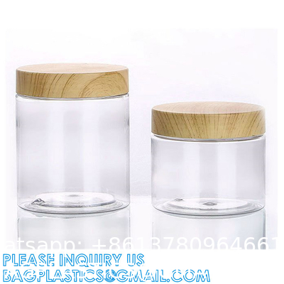Eco-Friendly Natural Frosted Amber Clear Jars Containers Pot Body Butter Cosmetic Cream Jar With Bamboo Lid