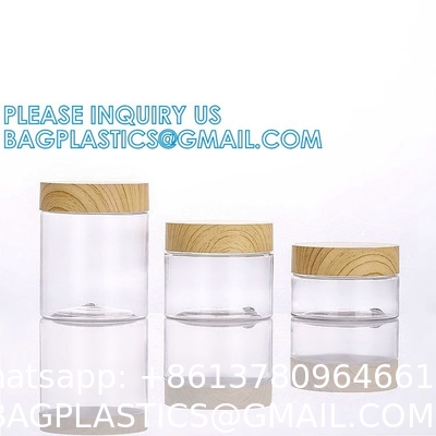 Eco-Friendly Natural Frosted Amber Clear Jars Containers Pot Body Butter Cosmetic Cream Jar With Bamboo Lid