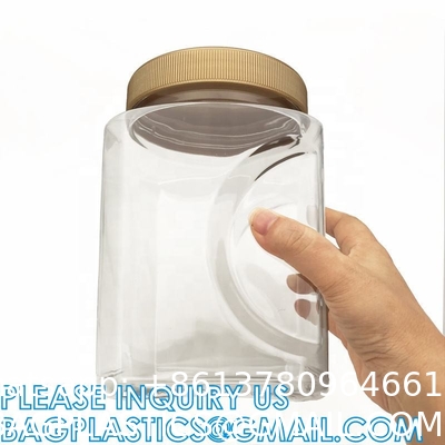 Plastic Square Grip Storage Jar, Candy Buffet Containers, Food Jar, Cosmetic Jar, Spice jar, juice sauce bottle