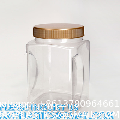 Plastic Square Grip Storage Jar, Candy Buffet Containers, Food Jar, Cosmetic Jar, Spice jar, juice sauce bottle