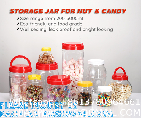 Plastic Square Grip Storage Jar, Candy Buffet Containers, Food Jar, Cosmetic Jar, Spice jar, juice sauce bottle
