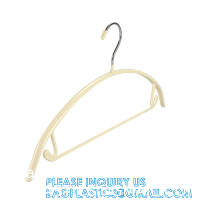 Garment Usage Custom Thick Bulk Space Saving Ivory Rubber PVC Coated Body Metal Coat Cloth Hanger With PVC Bar