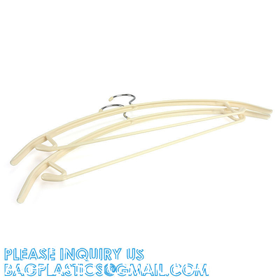 Garment Usage Custom Thick Bulk Space Saving Ivory Rubber PVC Coated Body Metal Coat Cloth Hanger With PVC Bar