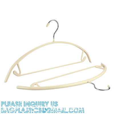 Garment Usage Custom Thick Bulk Space Saving Ivory Rubber PVC Coated Body Metal Coat Cloth Hanger With PVC Bar