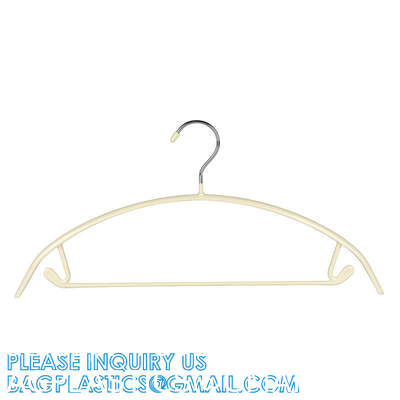 Garment Usage Custom Thick Bulk Space Saving Ivory Rubber PVC Coated Body Metal Coat Cloth Hanger With PVC Bar