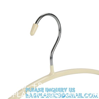 Garment Usage Custom Thick Bulk Space Saving Ivory Rubber PVC Coated Body Metal Coat Cloth Hanger With PVC Bar