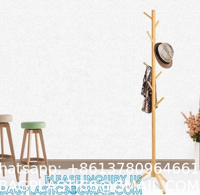 Modern Solid Wood or Steel Creative Living Room, Coat Rank Stand, Floor Clothes Hangers Wooden Coat Racks