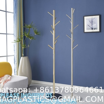 Modern Solid Wood or Steel Creative Living Room, Coat Rank Stand, Floor Clothes Hangers Wooden Coat Racks