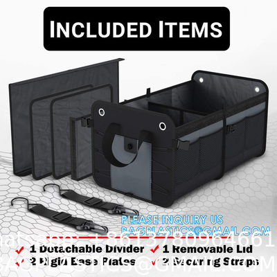 Trunk Organizer Foldable Car Storage Boxes Car Storage Bag, Organizer Multi-Compartment Collapsible Trunk storage