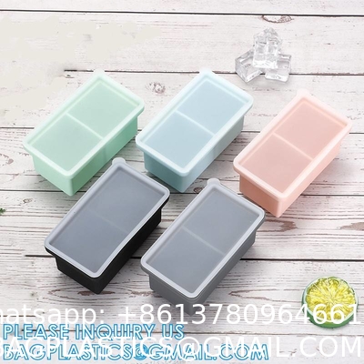 Silicone Ice Cube Molds With Removable Lids Reusable And BPA Free For Whiskey, Cocktail, Stackable Flexible Safe Ice