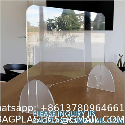Portable Acrylic Sneeze Guard Shield Divider Perspex Screens Barrier Plastic Shield Counter, Social Distancing