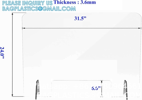 Portable Acrylic Sneeze Guard Shield Divider Perspex Screens Barrier Plastic Shield Counter, Social Distancing