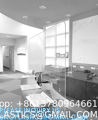 Portable Acrylic Sneeze Guard Shield Divider Perspex Screens Barrier Plastic Shield Counter, Social Distancing