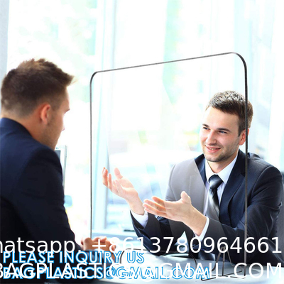 Portable Acrylic Sneeze Guard Shield Divider Perspex Screens Barrier Plastic Shield Counter, Social Distancing