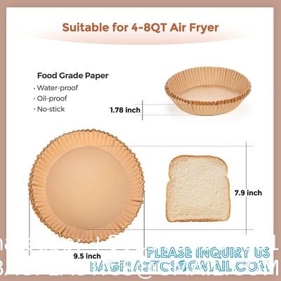Air Fryer Disposable Paper Liner Reusable Air Fryer Liners, Round Air Fryer Parchment Paper, Non-Stick Food Grade