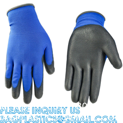 Nylon Knitted Polyurethane Palm Heavy Duty Work Fit Glove Knit Guantes De Trabajo Palm Pu Coated Safety Work Glo