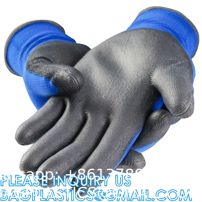 Nylon Knitted Polyurethane Palm Heavy Duty Work Fit Glove Knit Guantes De Trabajo Palm Pu Coated Safety Work Glo