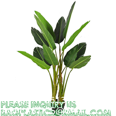 Artificial Bird of Paradise Plant 4 Feet Faux Palm Tree with 8 Trunks Faux Tree for Indoor Outdoor Modern Decoration