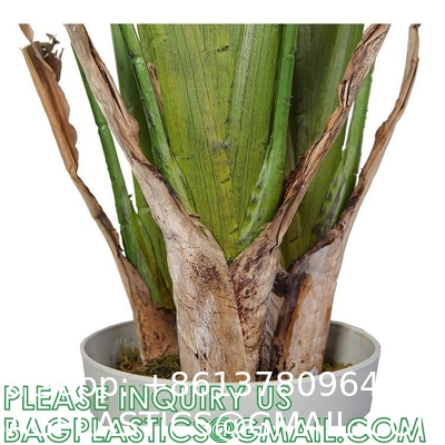 Artificial Bird of Paradise Plant 4 Feet Faux Palm Tree with 8 Trunks Faux Tree for Indoor Outdoor Modern Decoration