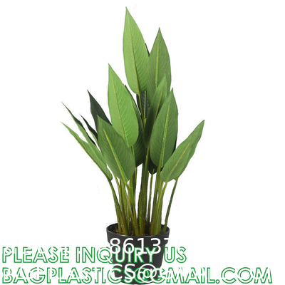 Artificial Bird of Paradise Plant 4 Feet Faux Palm Tree with 8 Trunks Faux Tree for Indoor Outdoor Modern Decoration