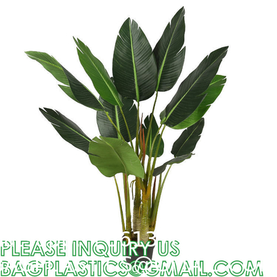 Artificial Bird of Paradise Plant 4 Feet Faux Palm Tree with 8 Trunks Faux Tree for Indoor Outdoor Modern Decoration