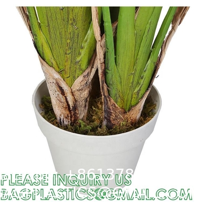 Artificial Bird of Paradise Plant 4 Feet Faux Palm Tree with 8 Trunks Faux Tree for Indoor Outdoor Modern Decoration
