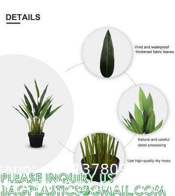 Artificial Bird of Paradise Plant 4 Feet Faux Palm Tree with 8 Trunks Faux Tree for Indoor Outdoor Modern Decoration