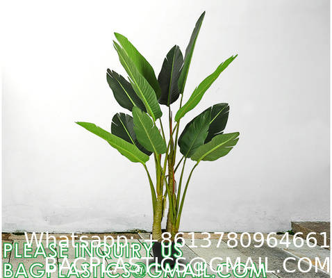 Artificial Bird of Paradise Plant 4 Feet Faux Palm Tree with 8 Trunks Faux Tree for Indoor Outdoor Modern Decoration