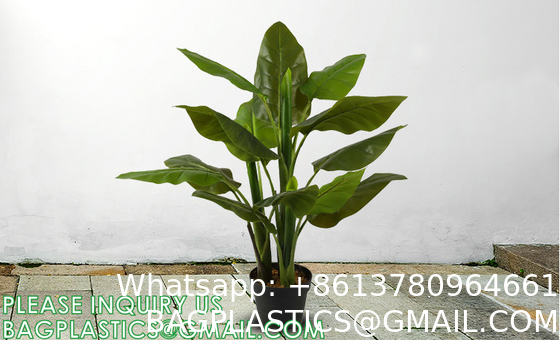 Artificial Bird of Paradise Plant 4 Feet Faux Palm Tree with 8 Trunks Faux Tree for Indoor Outdoor Modern Decoration