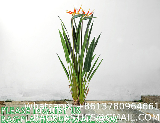 Artificial Bird of Paradise Plant 4 Feet Faux Palm Tree with 8 Trunks Faux Tree for Indoor Outdoor Modern Decoration