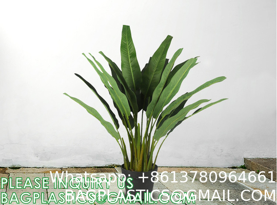 Artificial Bird of Paradise Plant 4 Feet Faux Palm Tree with 8 Trunks Faux Tree for Indoor Outdoor Modern Decoration