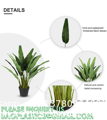 Artificial Bird of Paradise Plant 4 Feet Faux Palm Tree with 8 Trunks Faux Tree for Indoor Outdoor Modern Decoration
