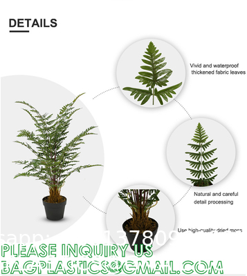 Spinulosa Fern Plants Bushes Fake Shrubs Greenery Plants Faux Fern Snakewood Outdoors UV Resistant Garden Plants