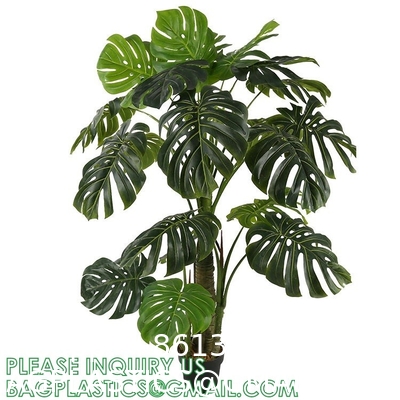 Artificial Monstera Deliciosa Plant, 5ft Potted Faux Tree with 15 Verdant Fake Leaves, Swiss Cheese Plant for Home