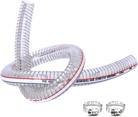 Steel Wire Suction PVC Flexible Tubing High Pressure UV Chemical Resistant Thick Vinyl Hose Tube, 10 FT