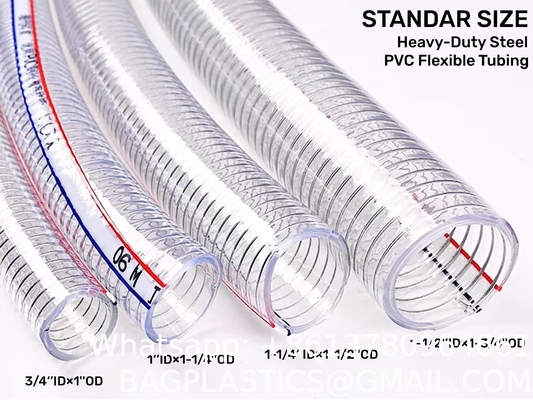 Steel Wire Suction PVC Flexible Tubing High Pressure UV Chemical Resistant Thick Vinyl Hose Tube, 10 FT