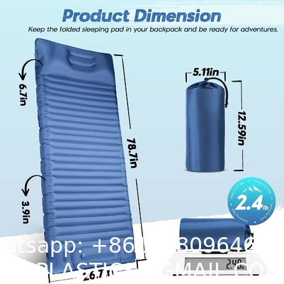 Inflatable Sleeping Pad for Camping, Extra Thickness 3.9 Inch Camping Pad with Pillow, Quick Inflation by Stamping