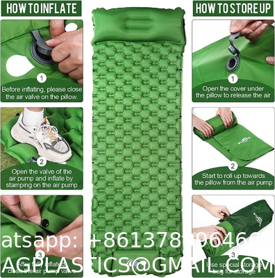 Inflatable Sleeping Pad for Camping, Extra Thickness 3.9 Inch Camping Pad with Pillow, Quick Inflation by Stamping
