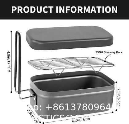 Mess Tin Camping Bento Box ornaments Camping Cookware Kit Lunch Container Steaming Rack Set with Storage Bag Picnic