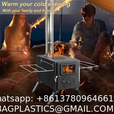 Titanium Tent Wood Stove Oven Folding Portable Log Winter Camping Foldable Ultra Light Hiking Cooking Bbq Chimney