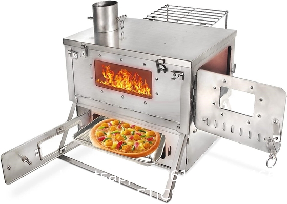 Titanium Tent Wood Stove Oven Folding Portable Log Winter Camping Foldable Ultra Light Hiking Cooking Bbq Chimney