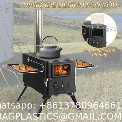 Titanium Tent Wood Stove Oven Folding Portable Log Winter Camping Foldable Ultra Light Hiking Cooking Bbq Chimney