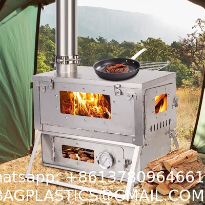 Titanium Tent Wood Stove Oven Folding Portable Log Winter Camping Foldable Ultra Light Hiking Cooking Bbq Chimney