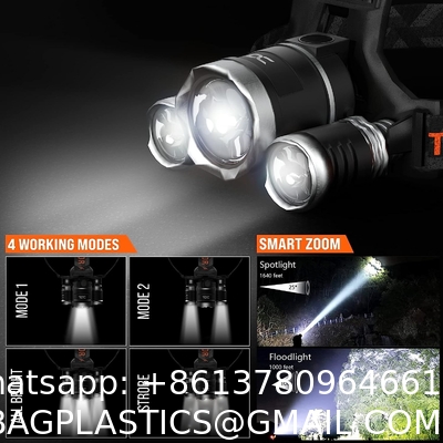 Rechargeable Headlamp, 8 LED 18000 Lumen Bright Headlamp with Red Light, IPX4 Waterproof USB Headlight, Head Lamp