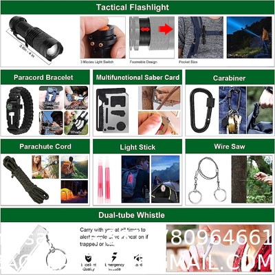 Emergency Survival Kit and First Aid Kit, 142Pcs Professional Survival Gear and Equipment with Molle Pouch